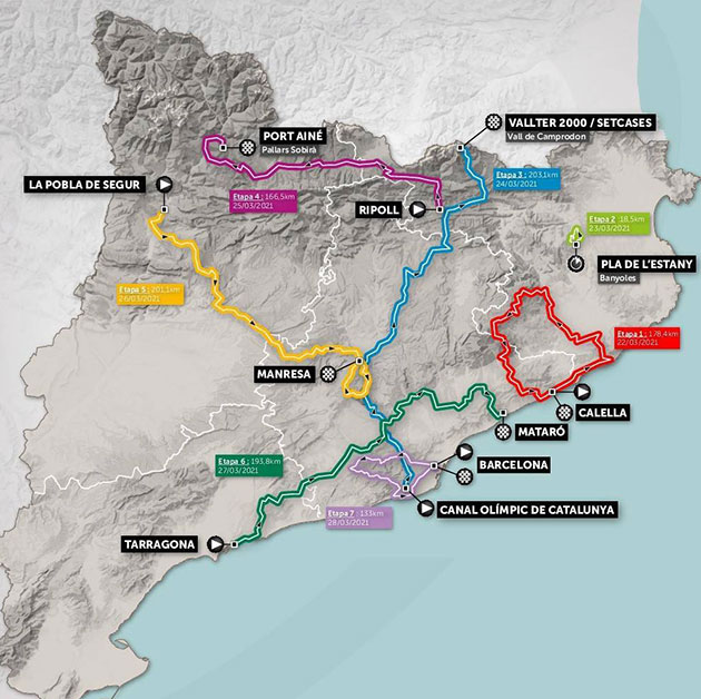 2021 Tour of Catalonia map